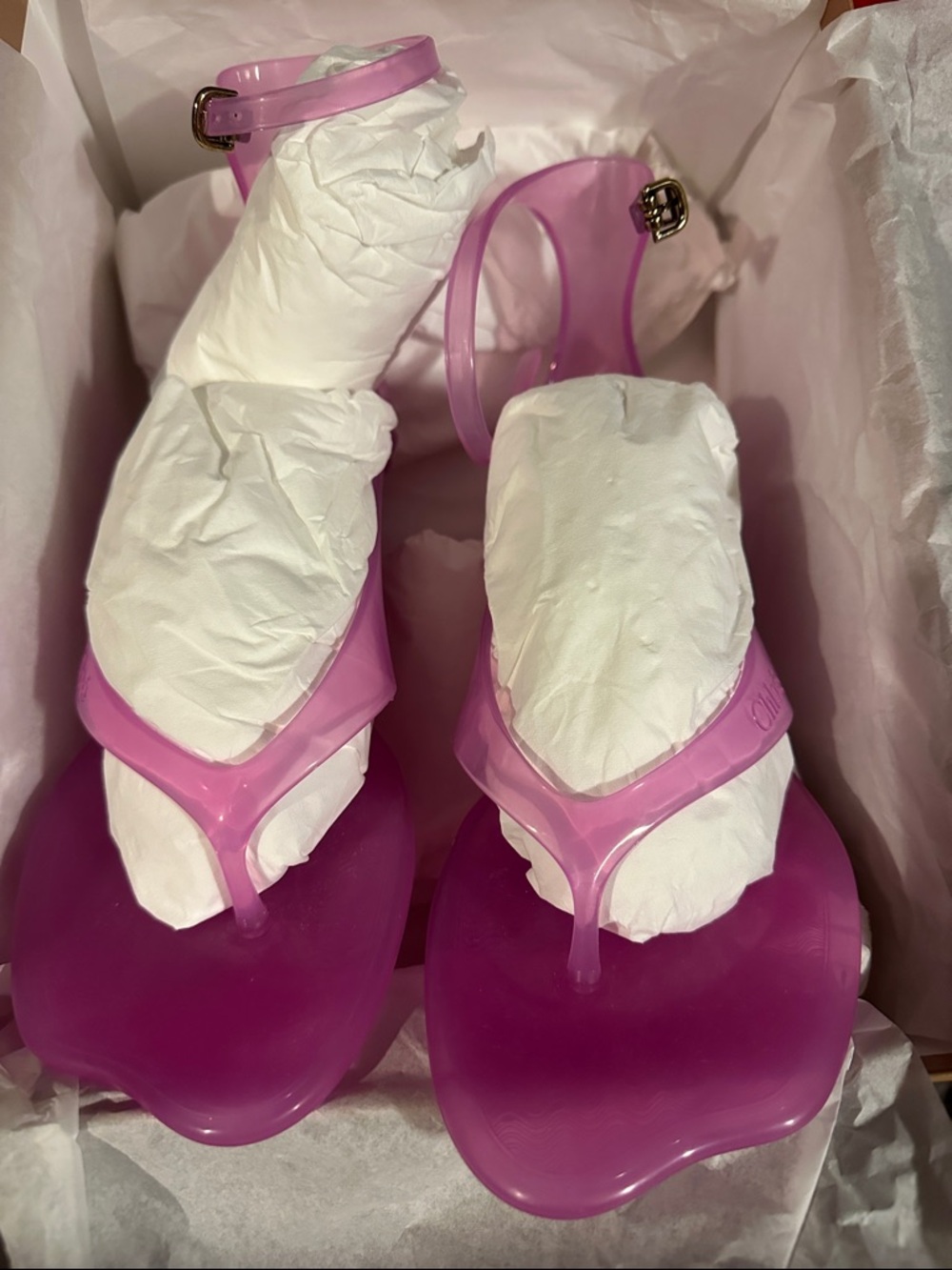 Chloe Pink Jelly T-Strap Ankle Sandals